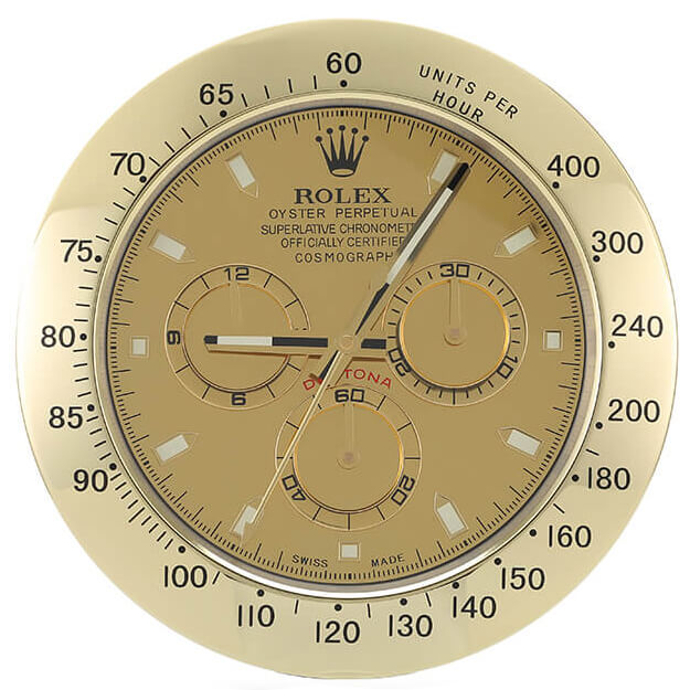 Daytona Luxury Wall Clock in Gold - Timeless Elegance and Sophisticated Design