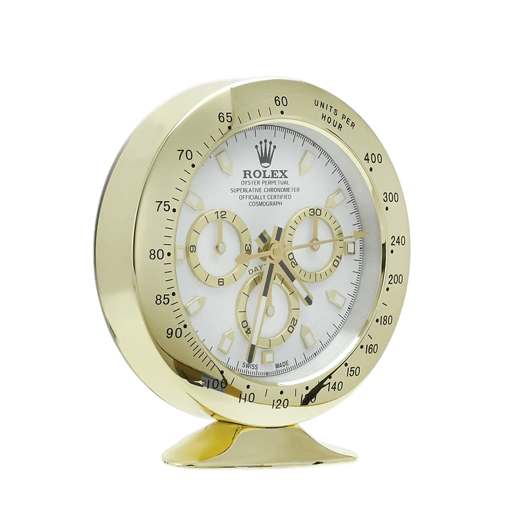 Daytona Gold Table Clock White Dial 🕰️ - and Purity in your Decoration