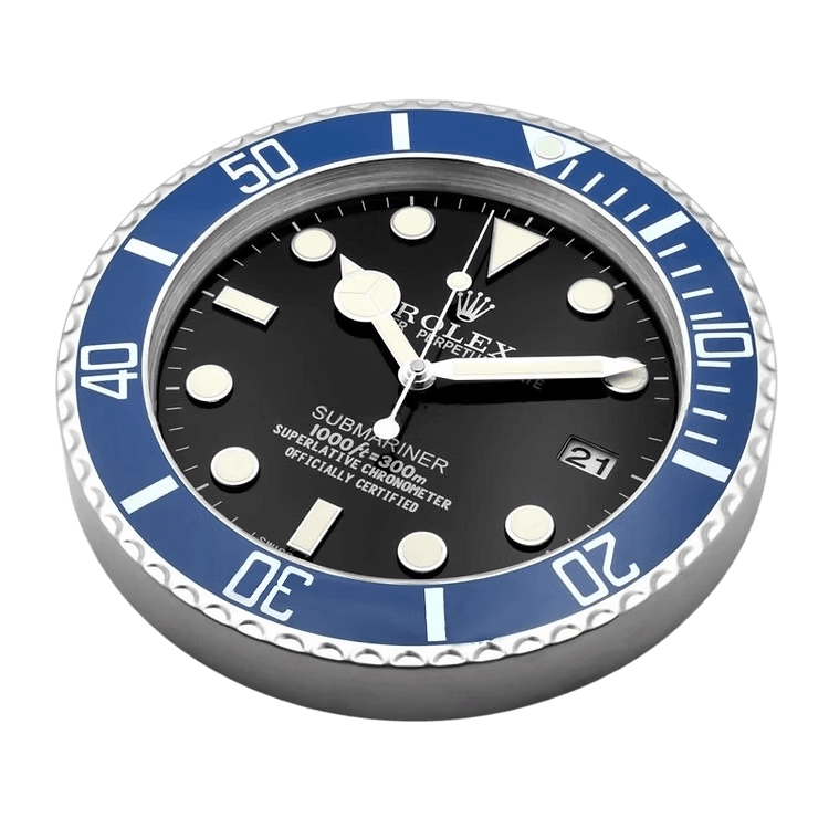 Rolex Submariner Wall Clock - Blue Glasses & Black Dial