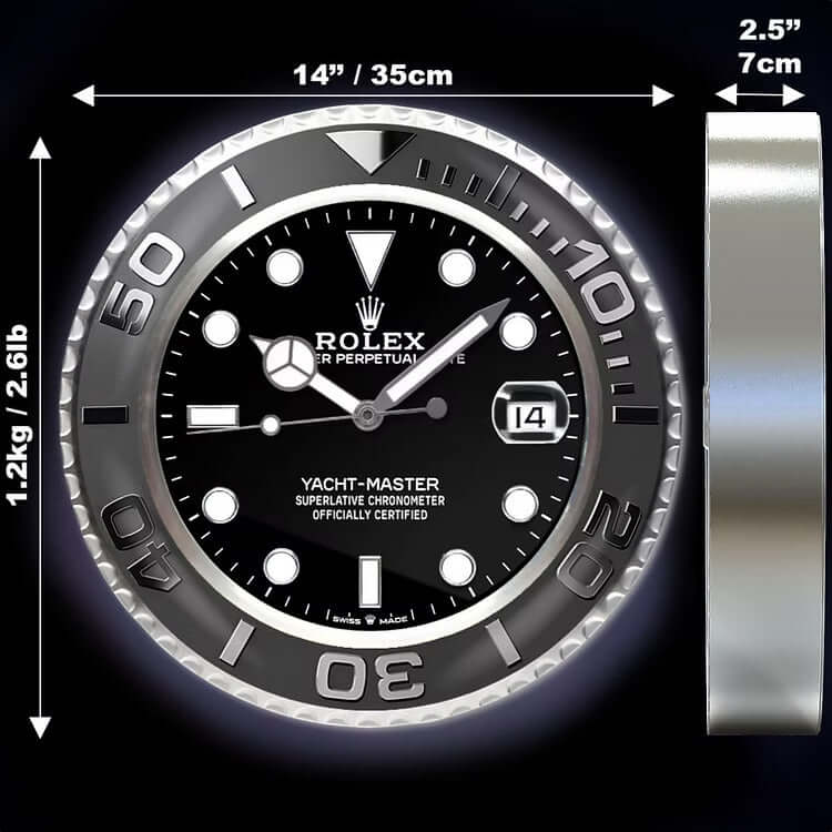 Yacht-Master II Wall Clock – Black Edition 🖤✨