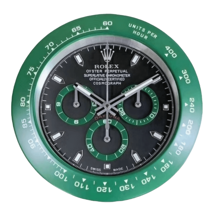 Daytona Green Wall Clock - Black Dial & Racing Glasses