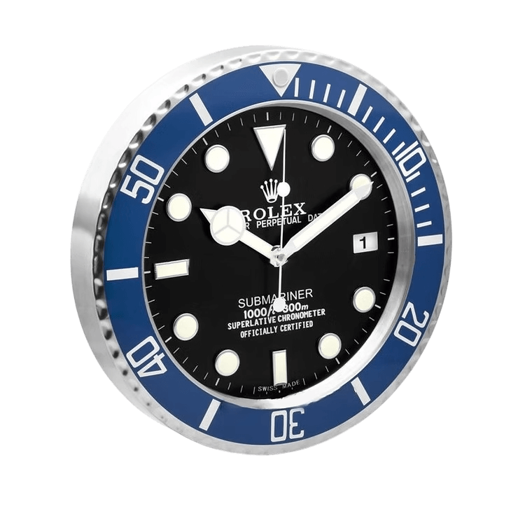 Rolex Submariner Wall Clock - Blue Glasses & Black Dial