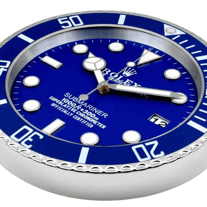 Luxury Rolex Submariner Blue Wall Clock - Elegance and