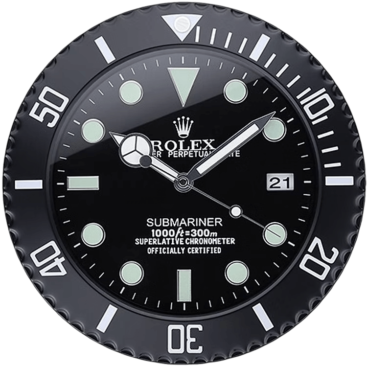 Luxury Wall Clock Rolex Submariner Black