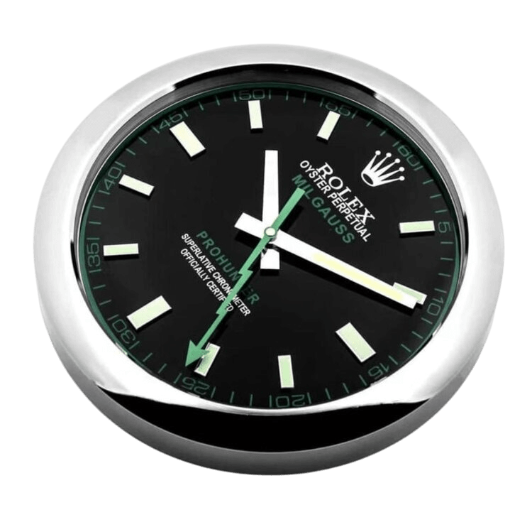 Horloge Murale Rolex Milgauss – Élégance Futuriste & Détails Verts ⚡🕰️