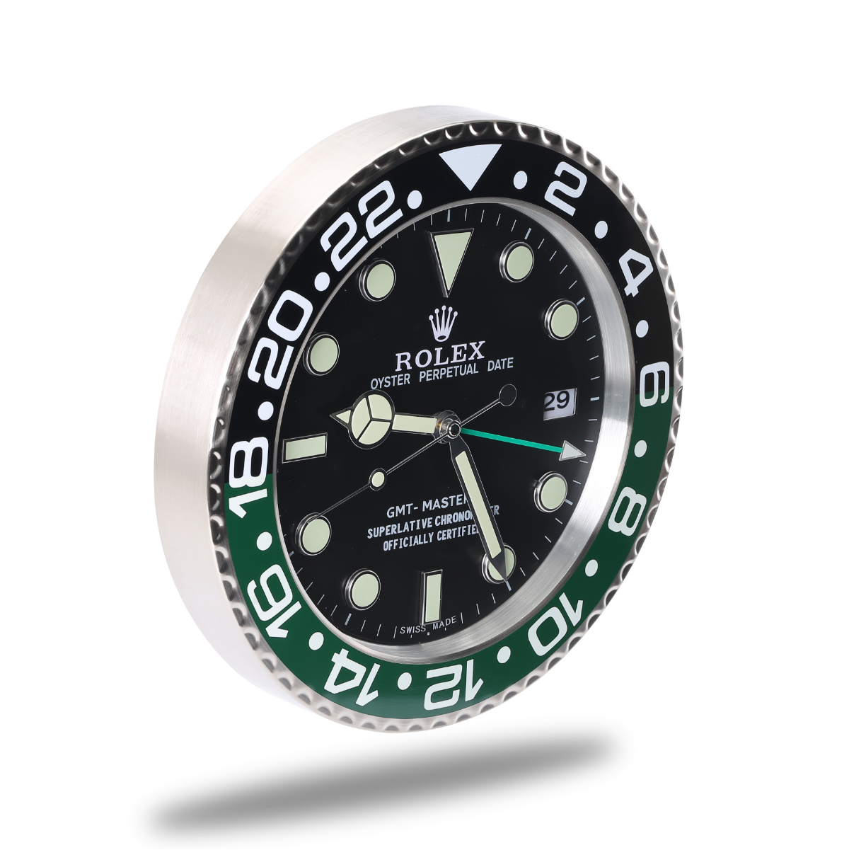 Horloge Murale GMT Master de Rolex - Édition Noir et Vert, Haute Précision et Élégance