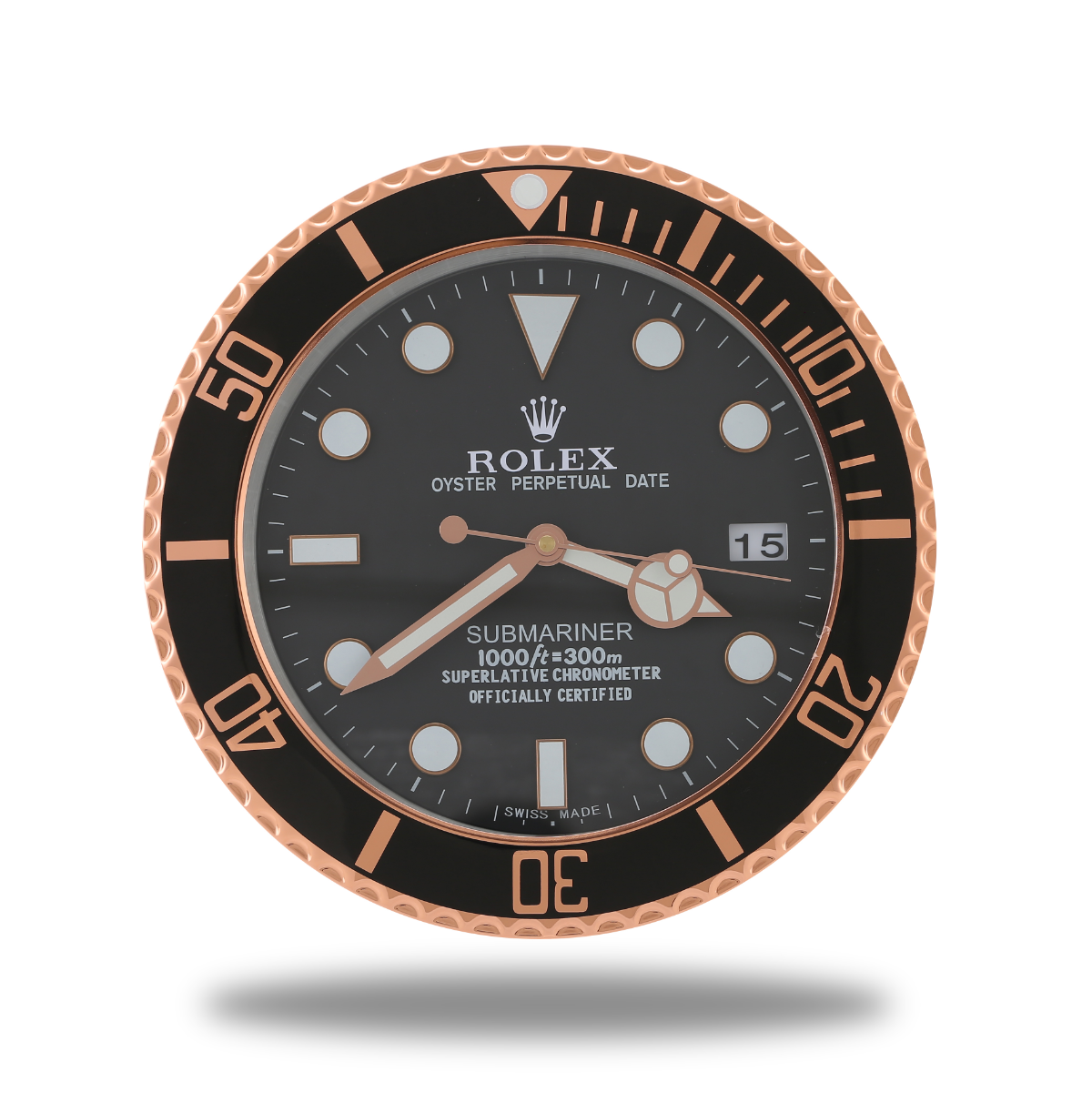 Rose Gold Submariner Wall Clock - Luxury Diving Watch