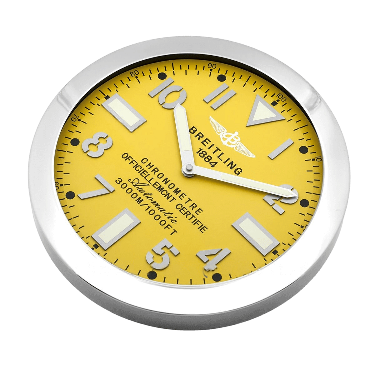 🟡 Horloge Murale Breitling Jaune – Style Aviation 3000M/1000FT