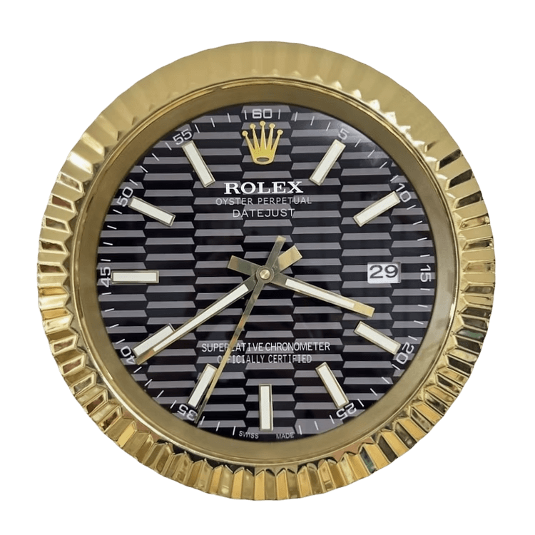 Datejust Wall Clock Black & Gold Pattern - Elegance 🖤✨