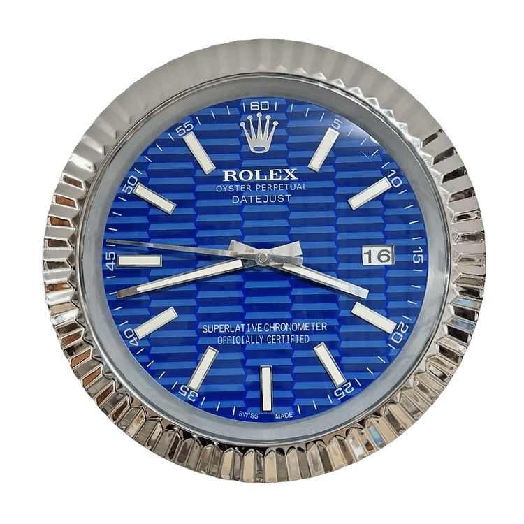 Datejust Blue Royal & Silver Wall Clock - Sparkling Elegance 💎