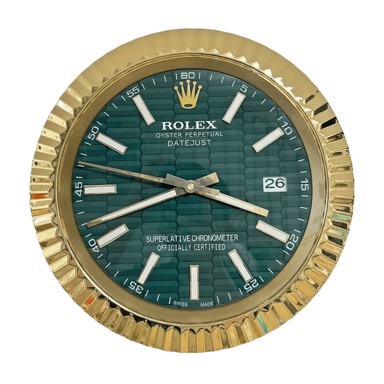 Datejust Wall Clock Green & Gold - Diamond Refinement 🌿✨