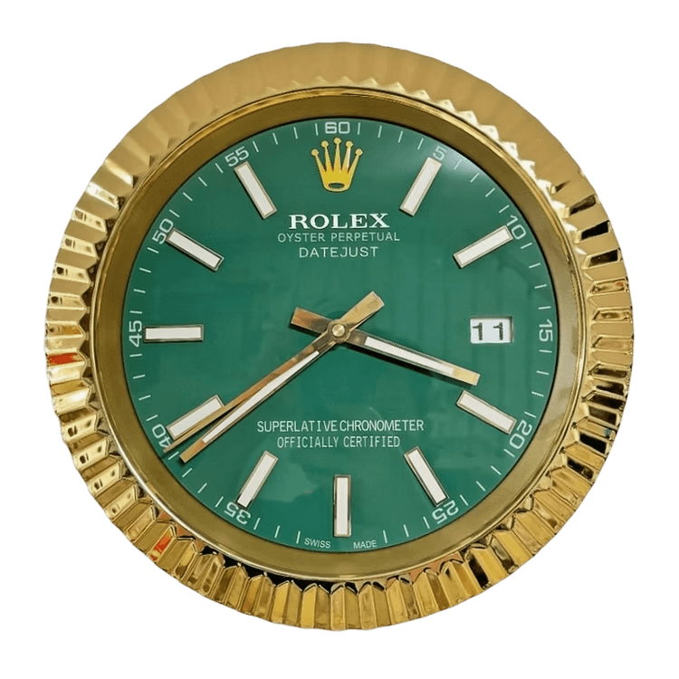 Datejust Wall Clock Green & Gold - Timeless Elegance 🌟