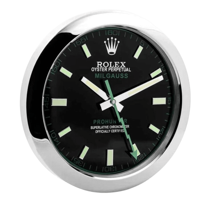 Horloge Murale Rolex Milgauss – Élégance Futuriste & Détails Verts ⚡🕰️