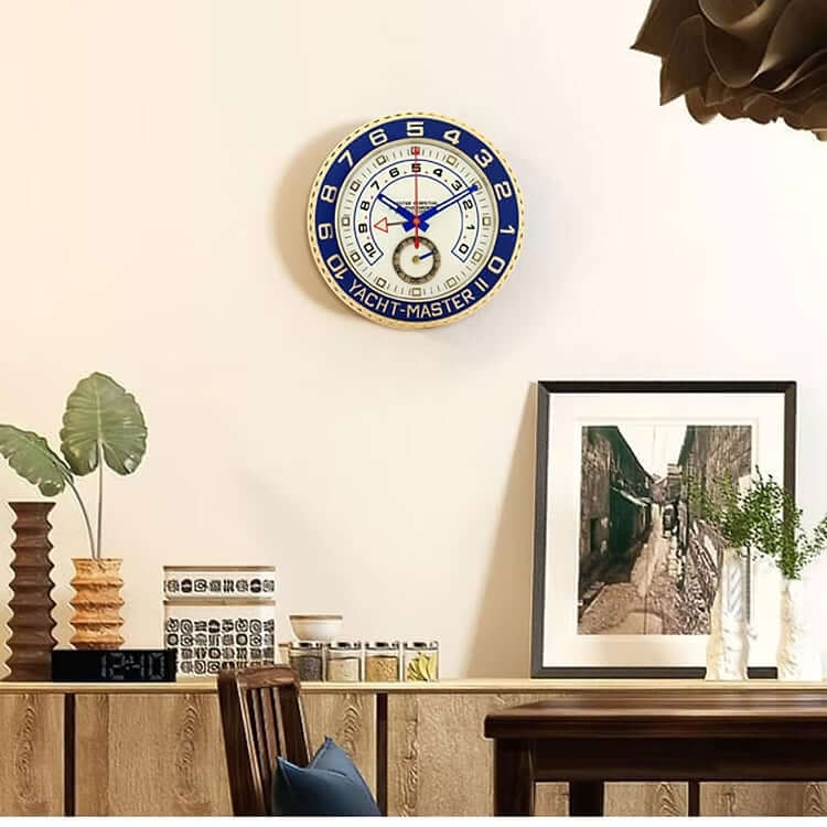 Yacht-Master II Wall Clock – Gold Blue Edition 🖤✨