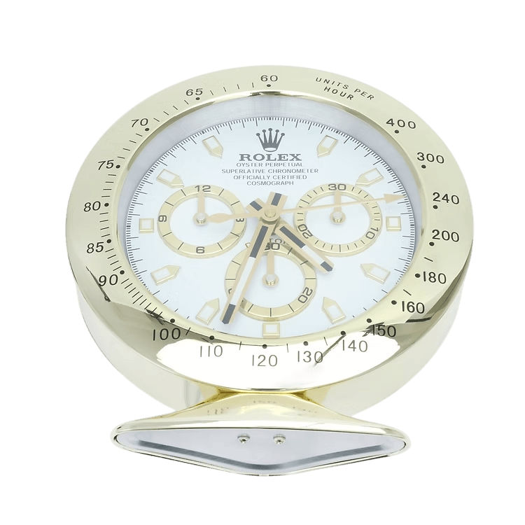 Daytona Gold Table Clock White Dial 🕰️ - and Purity in your Decoration