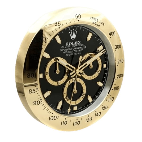 Daytona Wall Clock - Gold & Black Dial