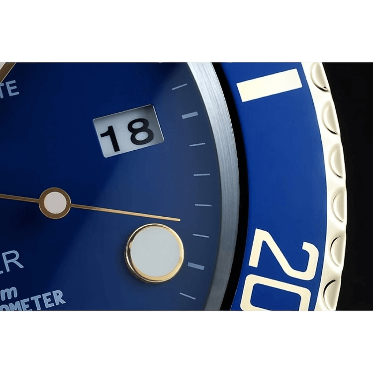 Blue and Gold Luxury Wall Clock - Inspired by the Rolex Submariner