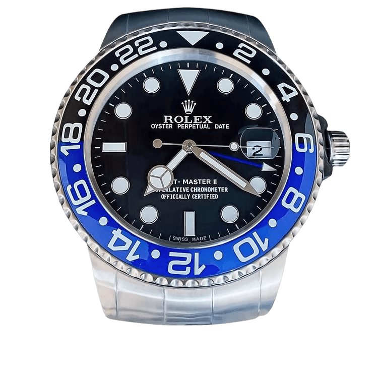 Horloge Murale Luxe XL - Rolex GMT Master II Batman Design Épuré