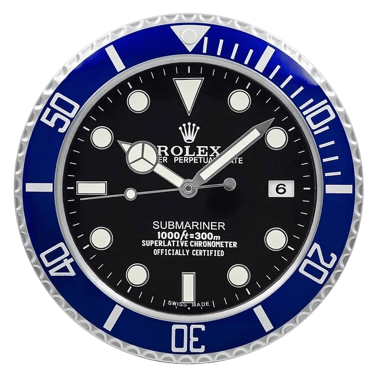Rolex Submariner Wall Clock - Blue Glasses & Black Dial