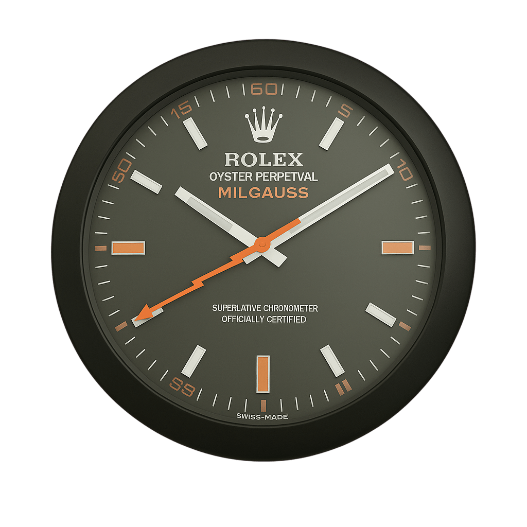 Horloge Murale de Luxe Inspirée de la Montre Milgauss - Design et Précision Rolex