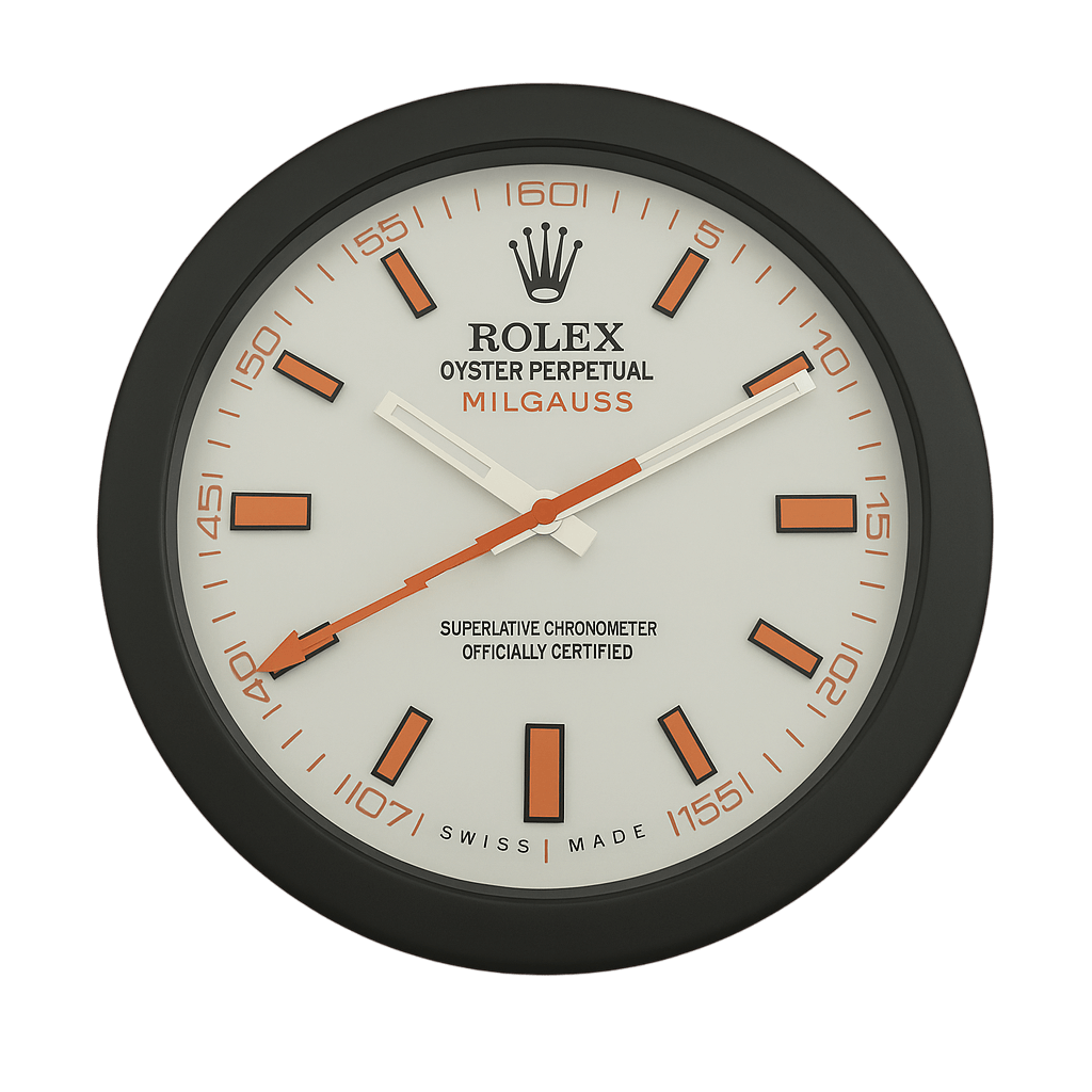 Horloge Murale de Luxe Inspirée de la Rolex Milgauss - Édition Prestige