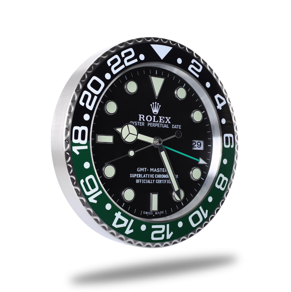 Horloge Murale GMT Master de Rolex - Édition Noir et Vert, Haute Précision et Élégance