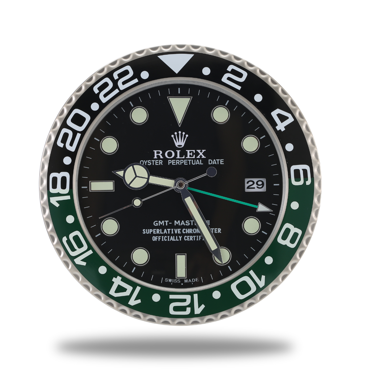 Horloge Murale GMT Master de Rolex - Édition Noir et Vert, Haute Précision et Élégance