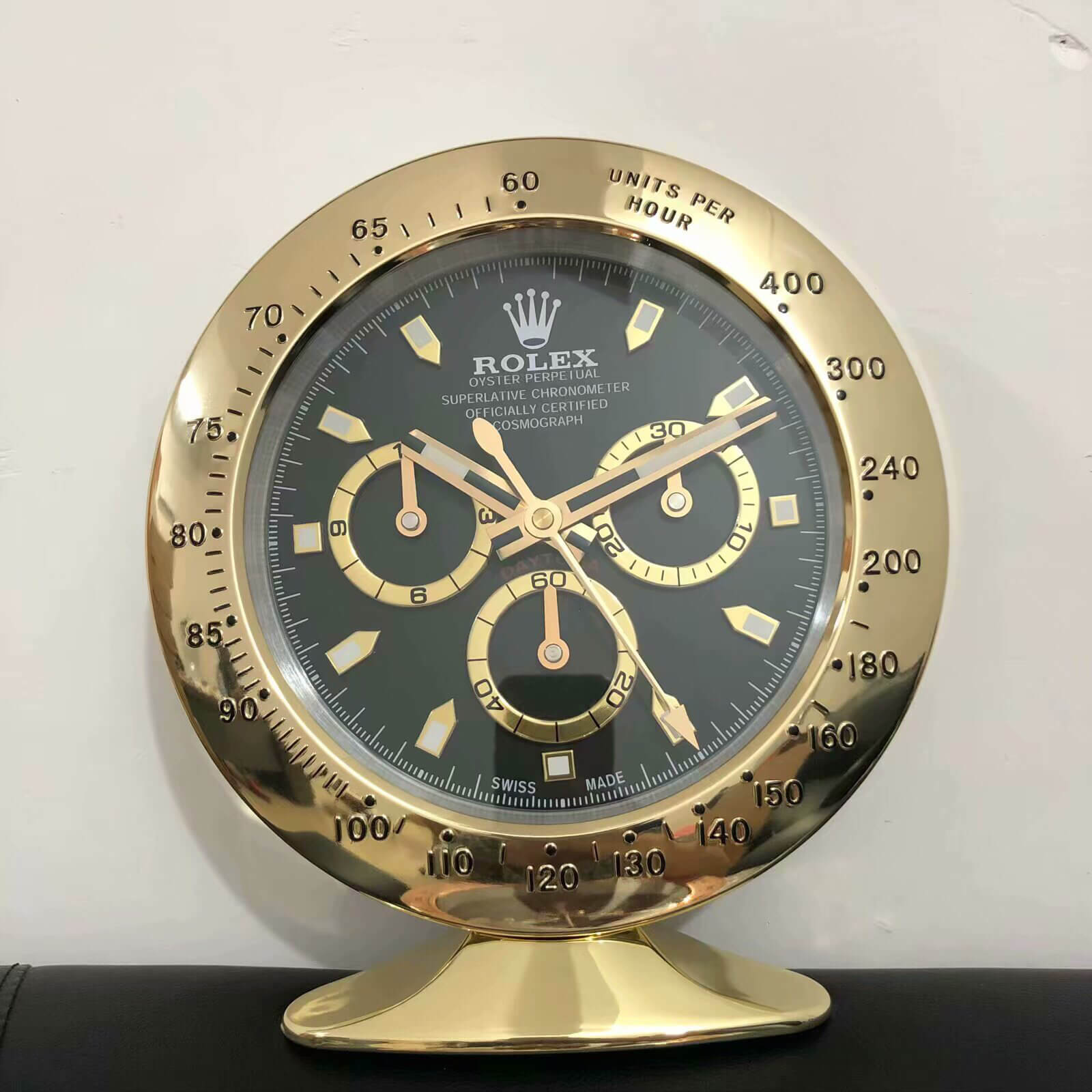 Daytona Table Clock - Gold Black