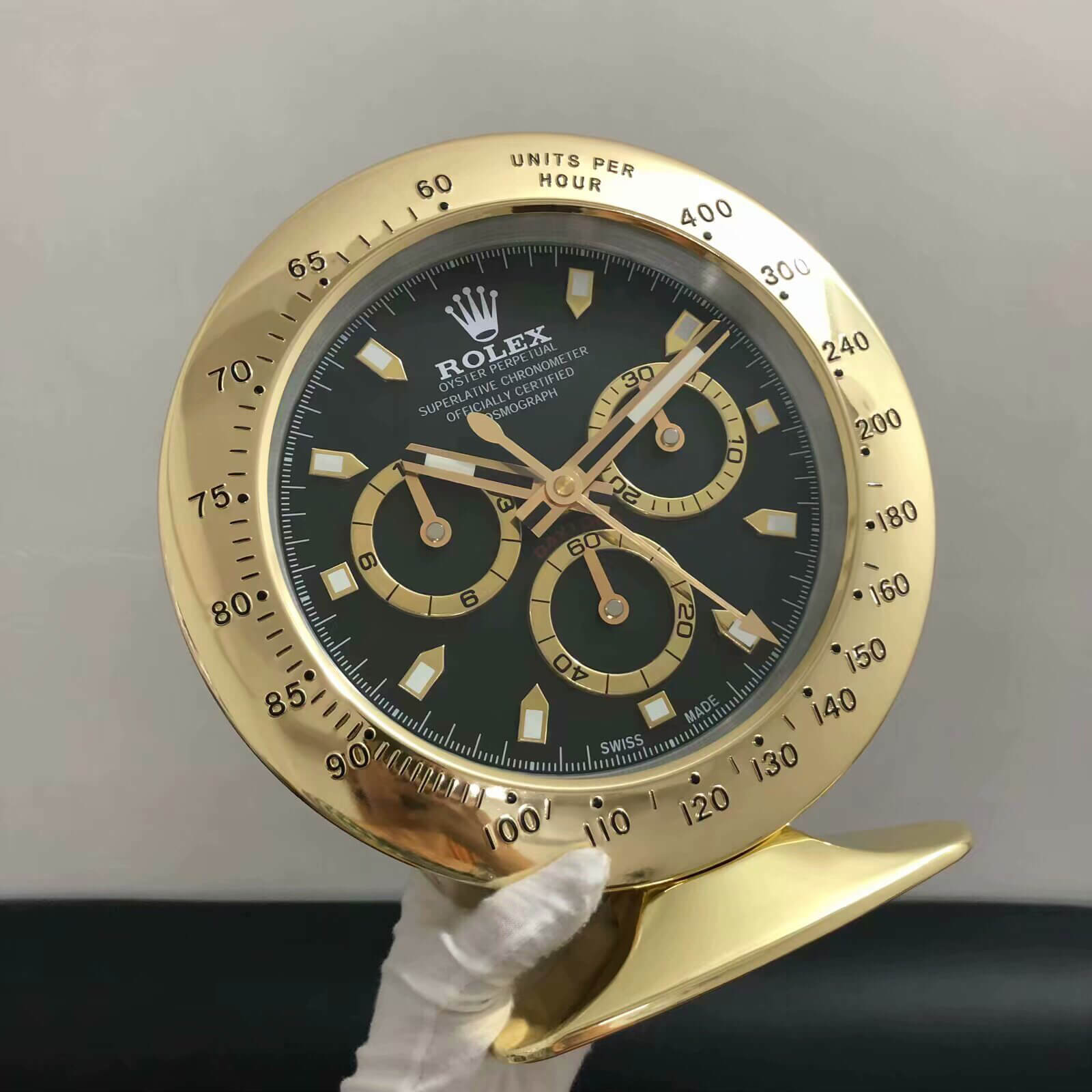 Daytona Table Clock - Gold Black