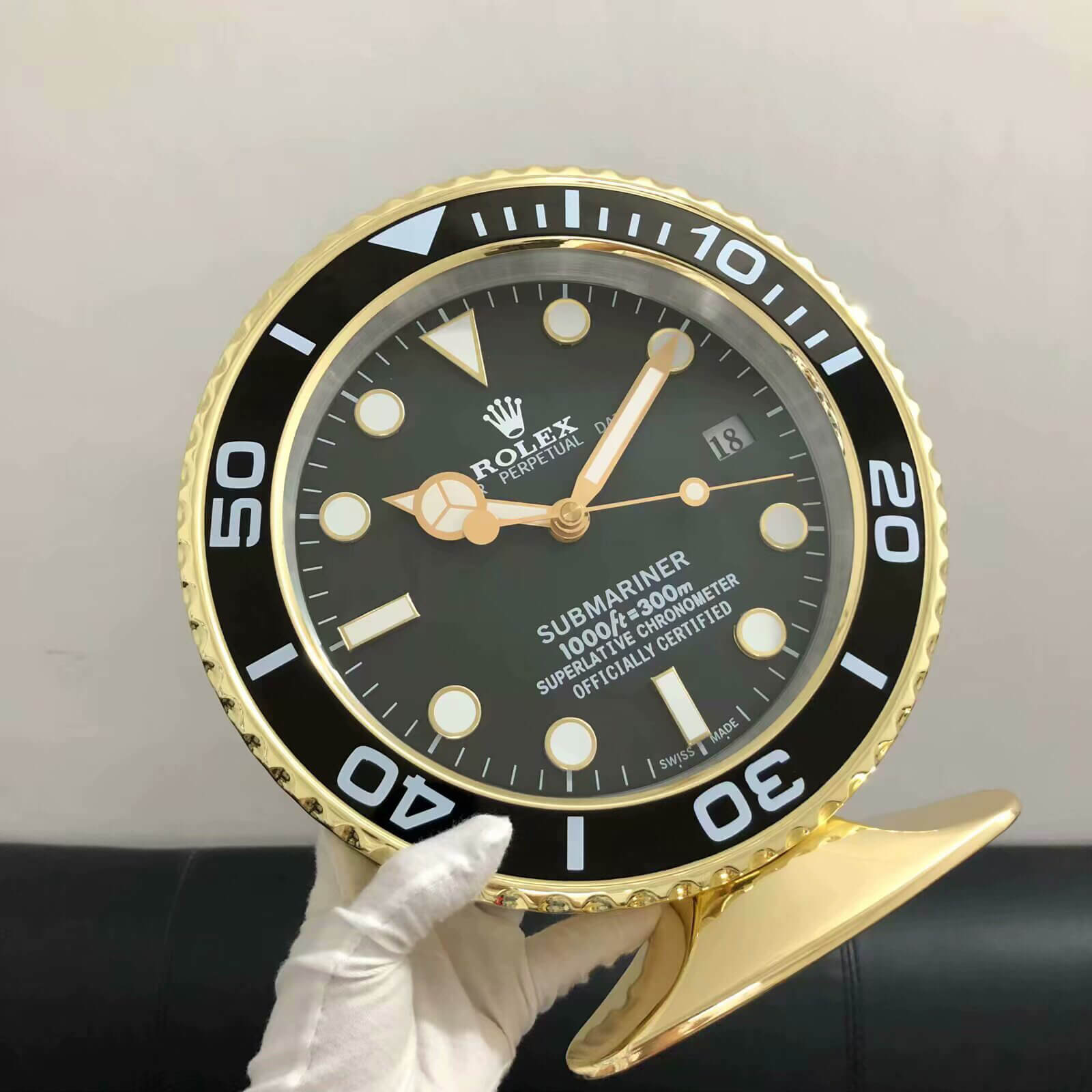 Submariner Table Clock - Gold Black