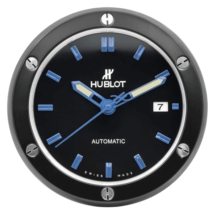 🕰️ Horloge Murale Hublot Black & Blue – Élégance Automatique et Finition Moderne