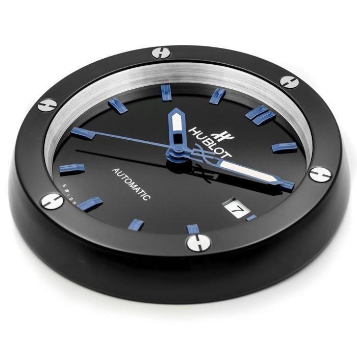 Hublot Classic Fusion Black Wall Clock - Blue Markers