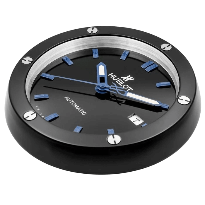 🕰️ Horloge Murale Hublot Black & Blue – Élégance Automatique et Finition Moderne