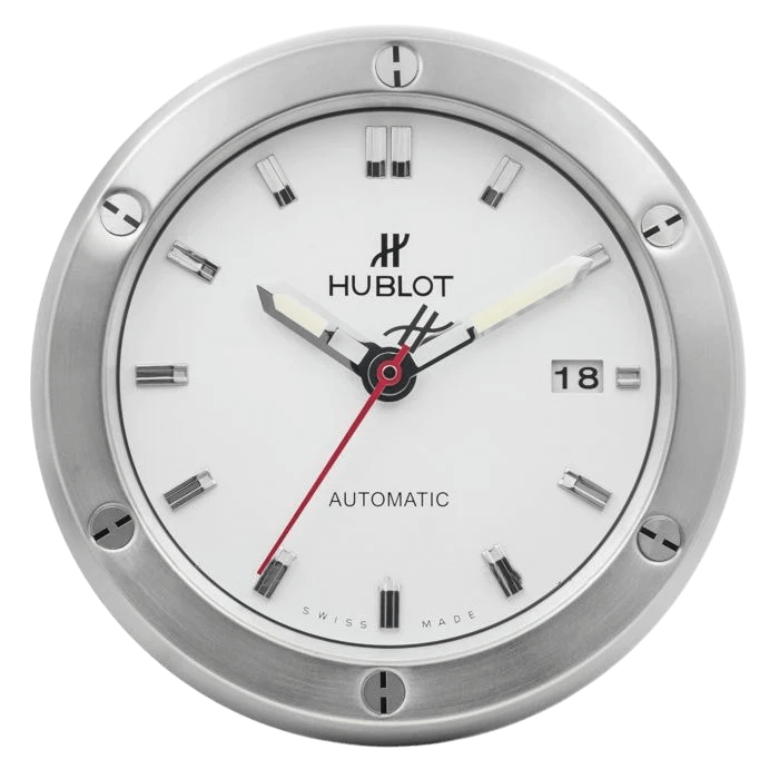 🕰️ Horloge Murale Hublot Silver & White – Minimalisme Luxueux et Élégance Intemporelle