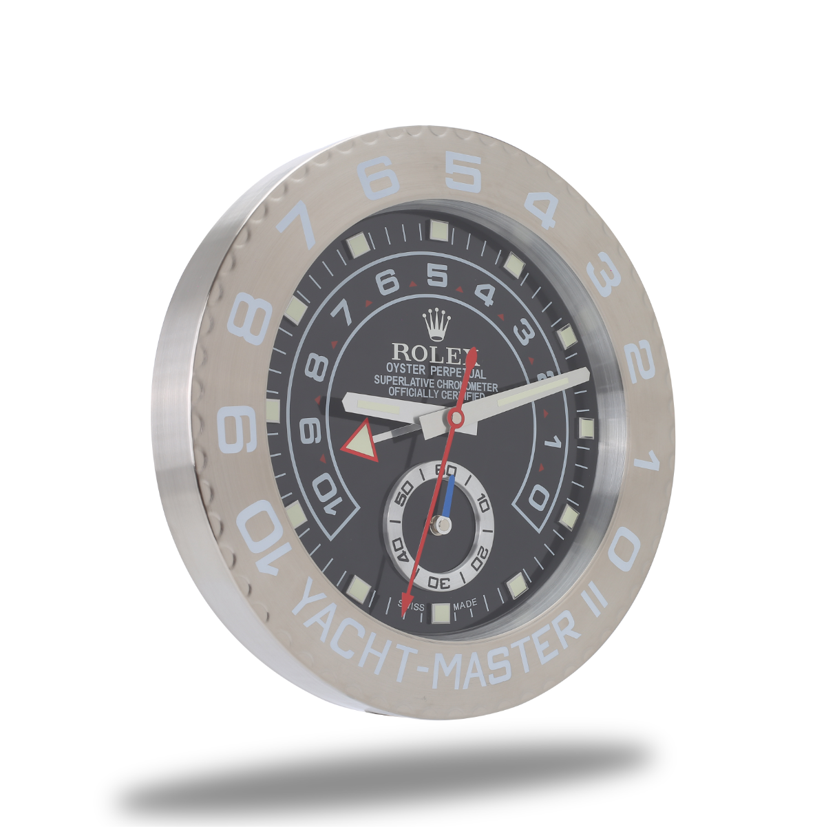 Yacht Master Wall Clock - Black and Shining Silver