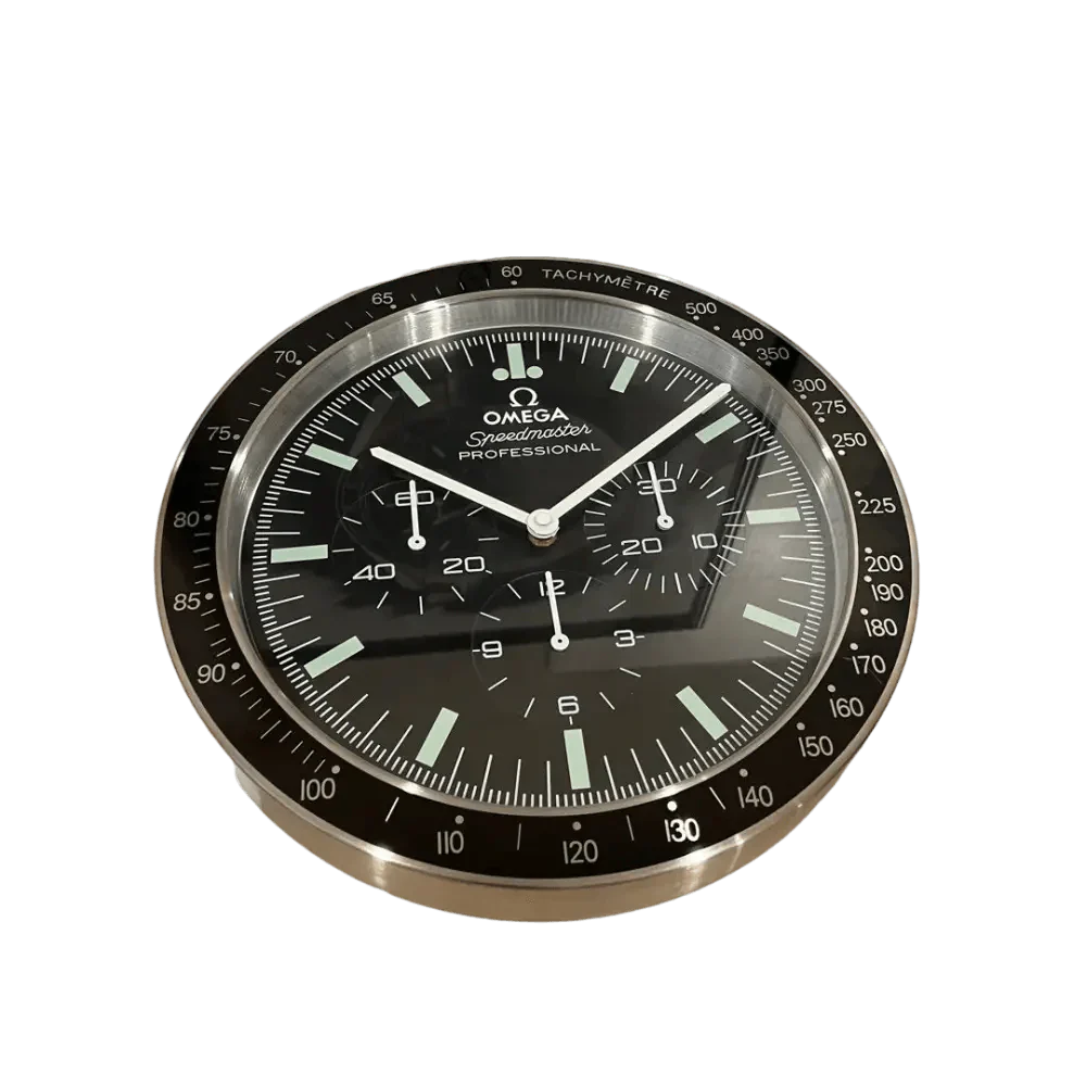 Horloge Murale Luxueuse Omega Speedmaster - Élégance et Précision Horlogère de Haute Qualité