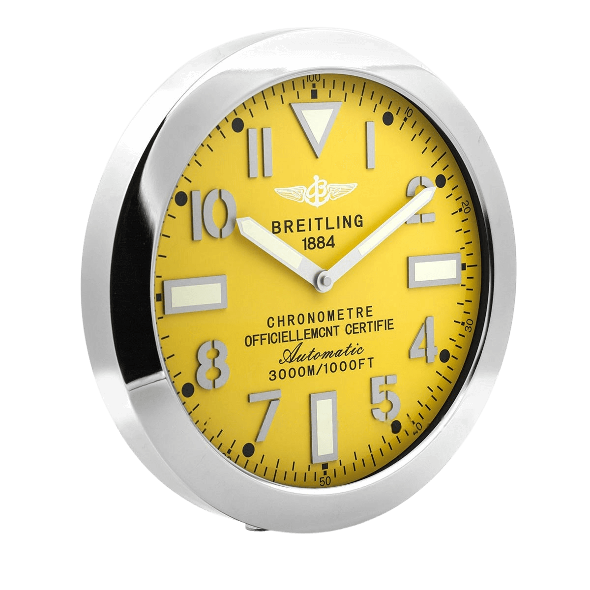 🟡 Horloge Murale Breitling Jaune – Style Aviation 3000M/1000FT